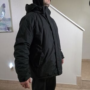 Men's Black Hooded Jacket Black Wild Wear puffer jacket